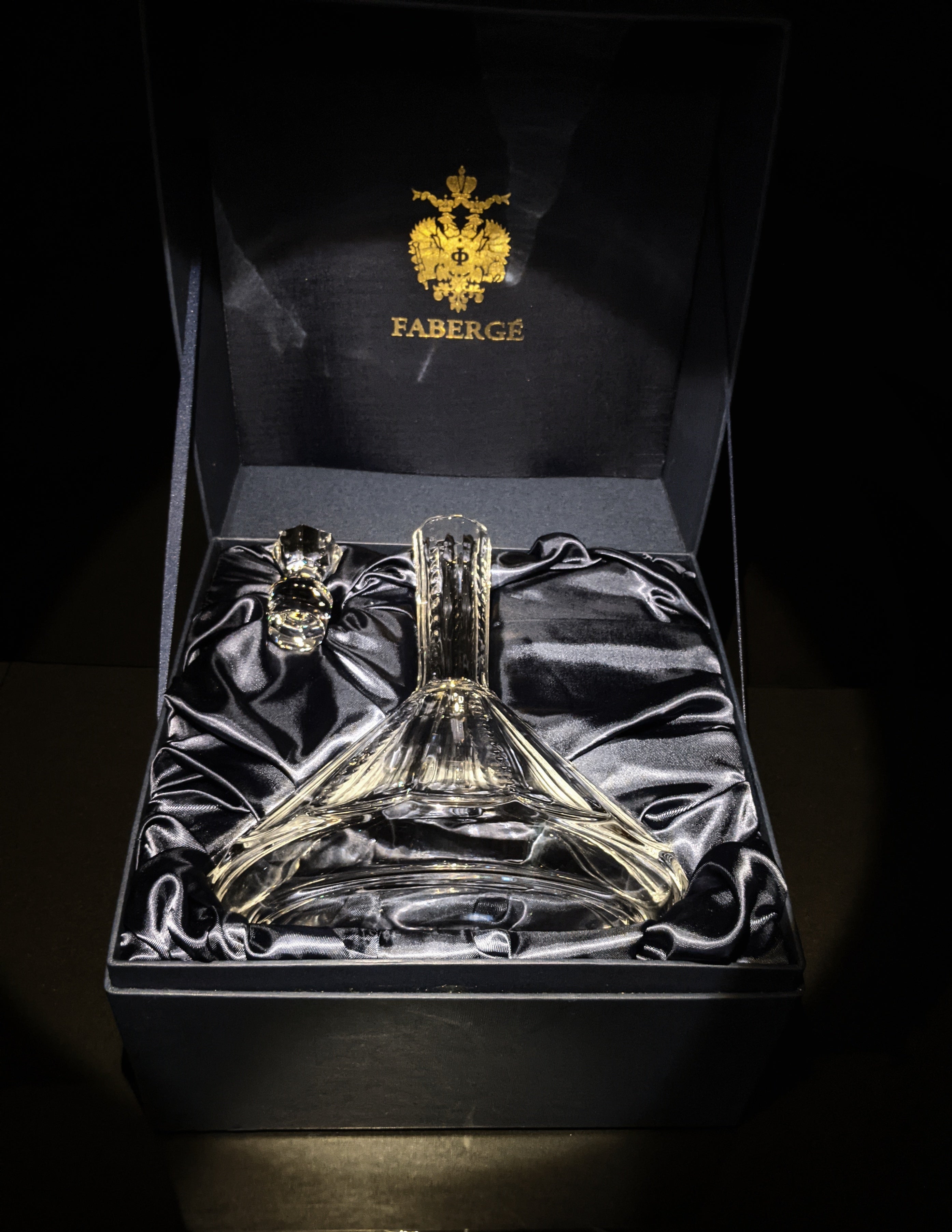 Faberge Imperial Ships Clear Crystal Decanter NIB