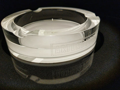 Arturo Fuente custom heavy clear glass ashtray. NIB 7 7/8" Diameter