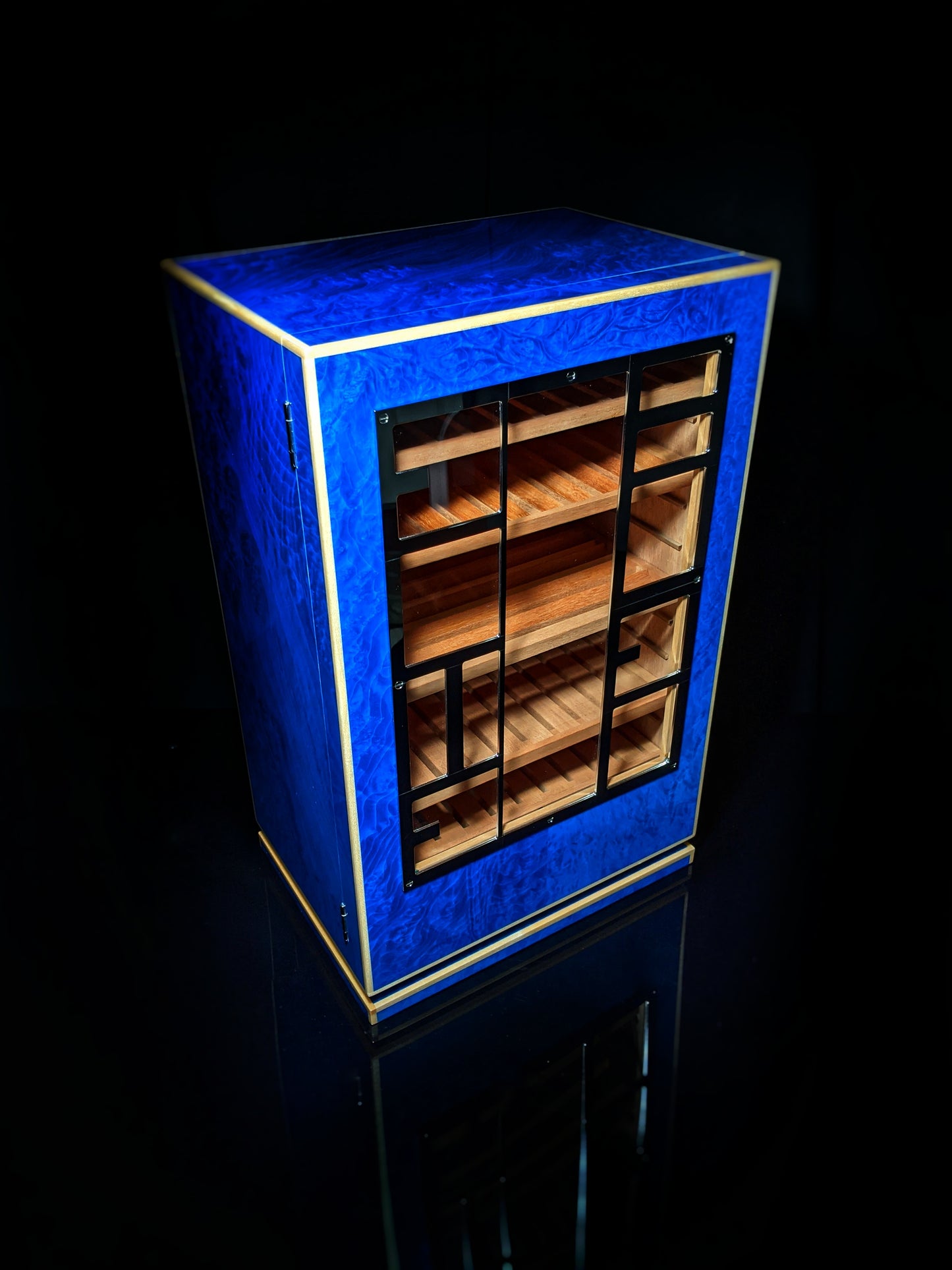 Elie Bleu Blue Madrona cabinet humidor 150 count