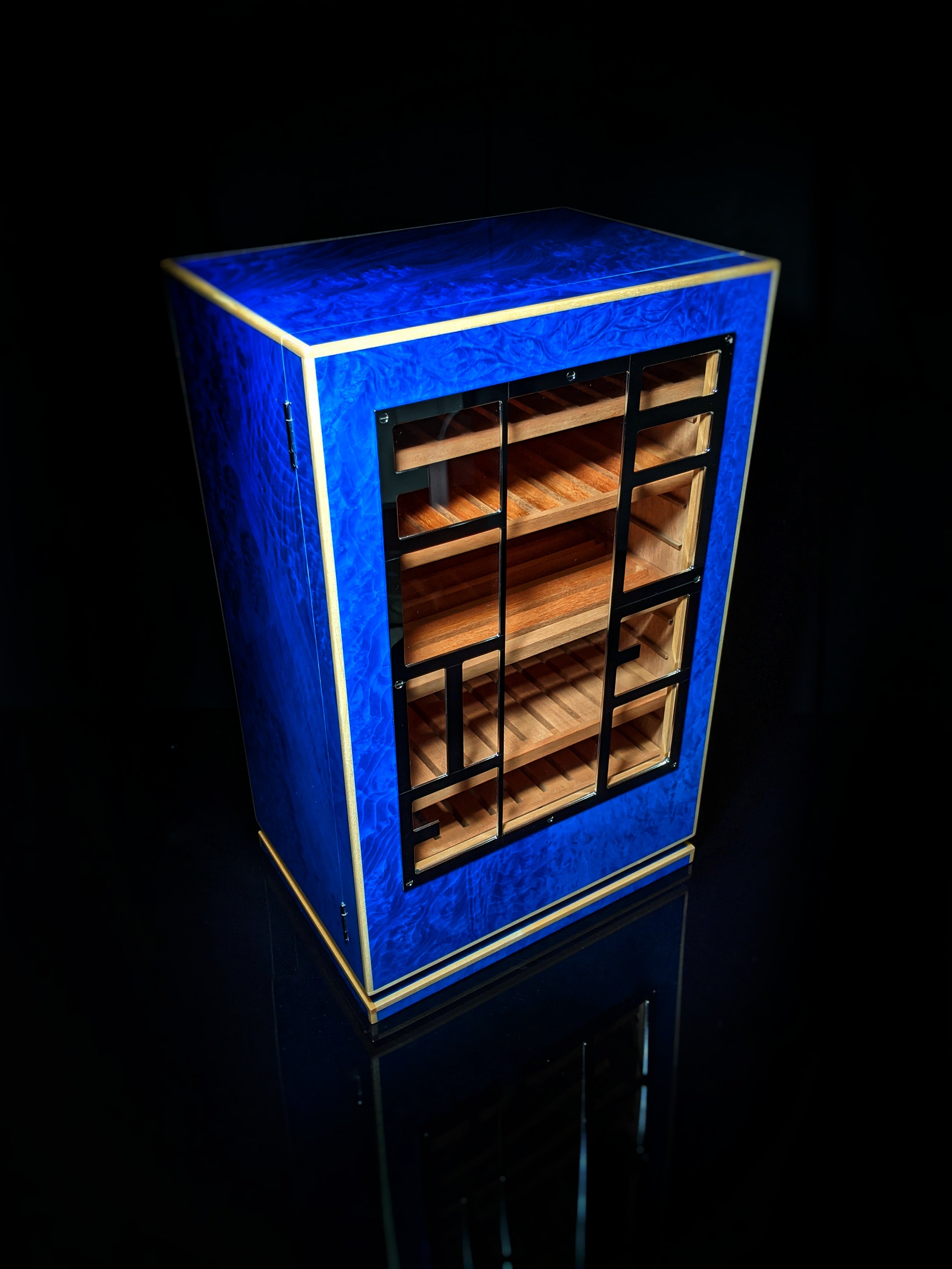 Elie Bleu Blue Madrona Cabinet Humidor 150 Count