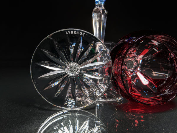 Faberge Colored Crystal Lausanne Hock Glasses. 8 1/2" H x 3 1/4" W