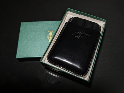 Pheasant Black Cabra Leather Cigar Holder Case
