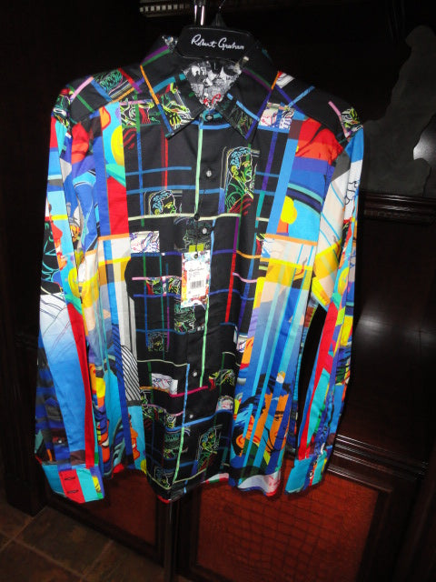 Robert Graham Blindfold Abstract Geometric Print Shirt — Medium