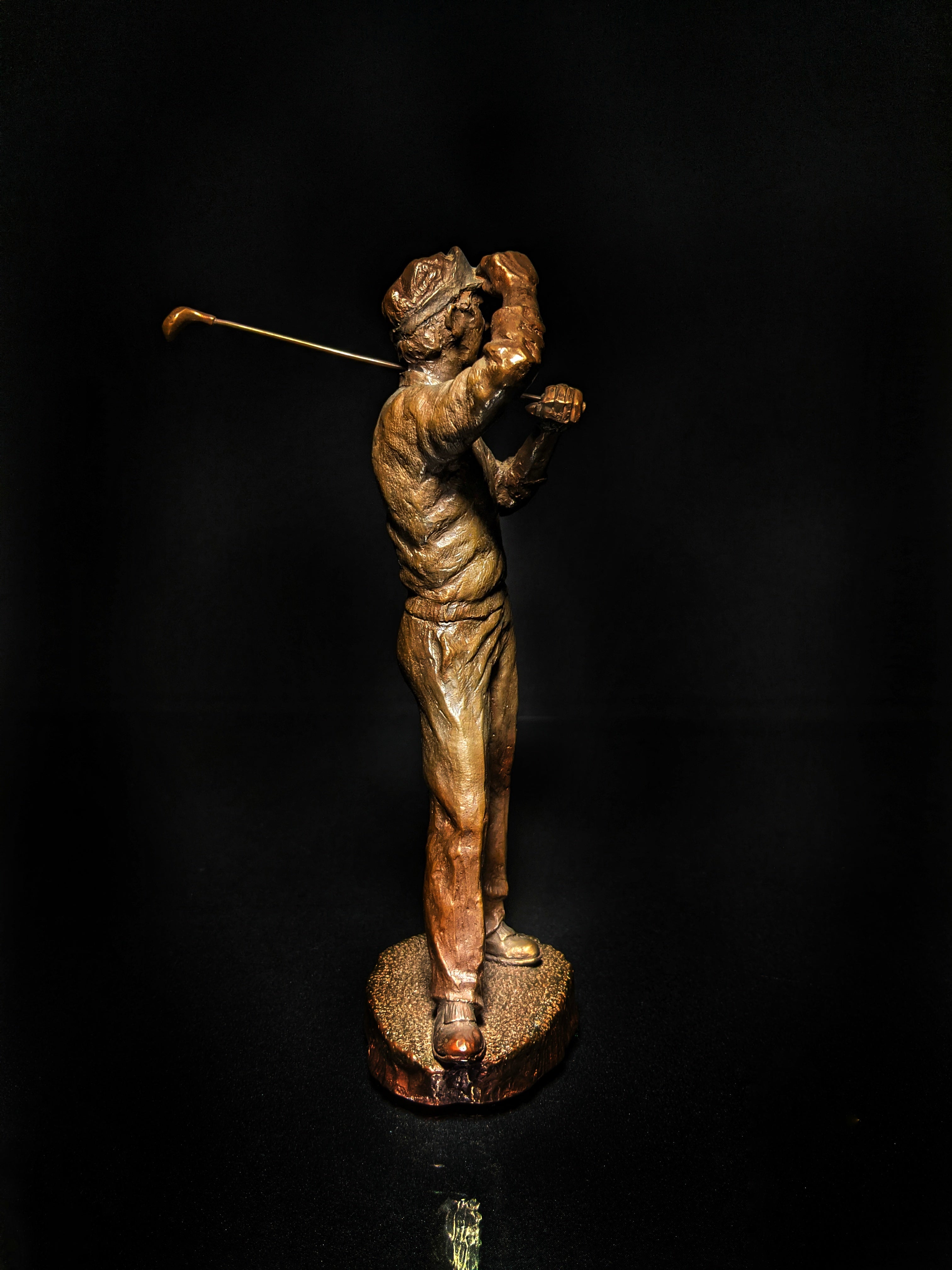 Mark Hopkins Bronze Golf Series Sculpture called " Down the Middle  " Made in USA