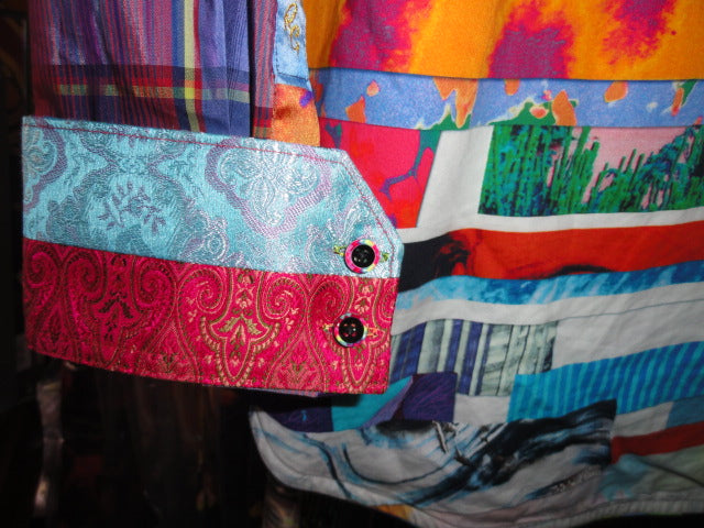 Robert Graham Breaking Lands Multicolor Collage Embroidered Shirt — Large