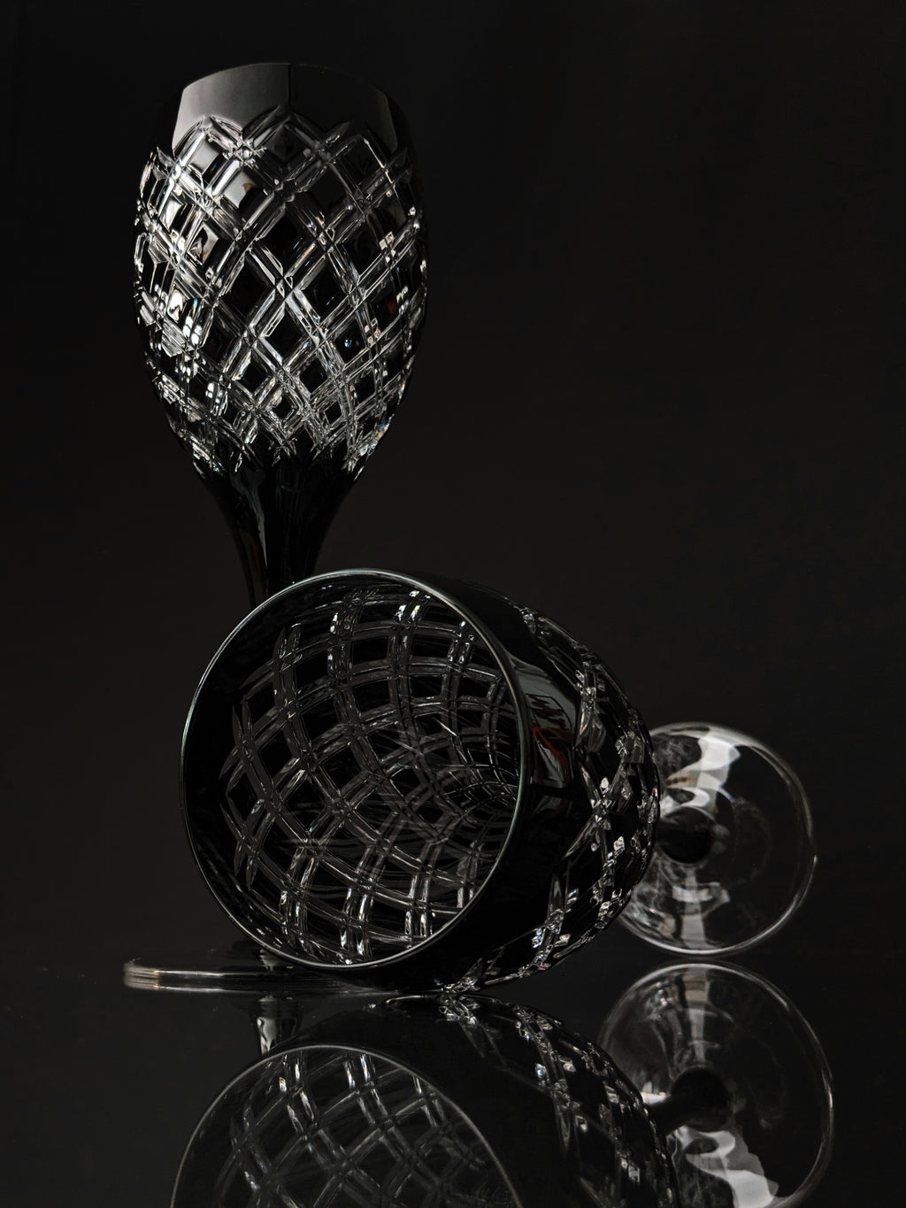 AJKA Athenee Black Onyx Crystal Goblets