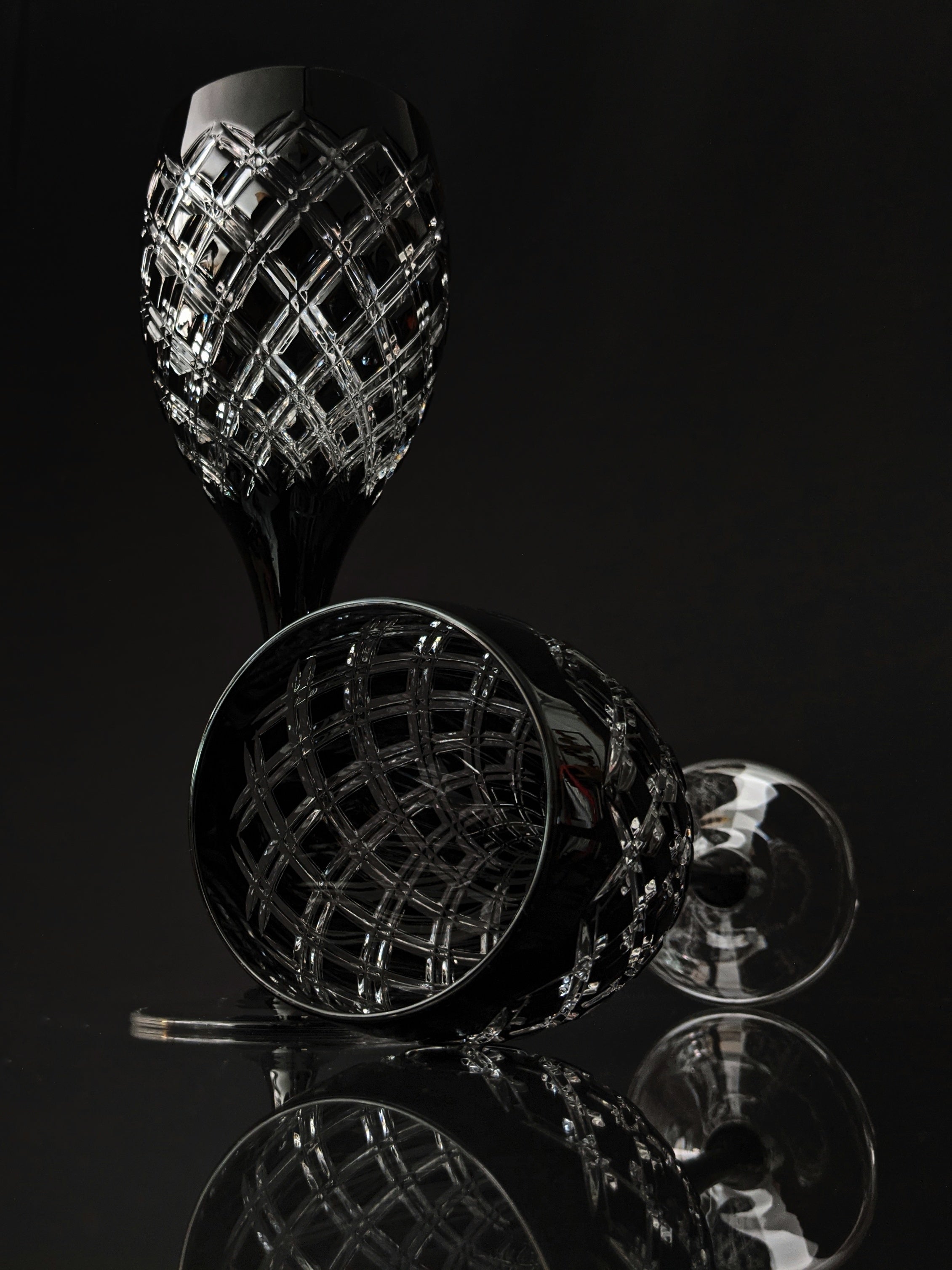 AJKA Athenee Black Onyx Crystal Goblets