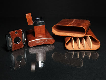 Brizard & Co. Havana Traveler - Antique Saddle Leather with cutter and lighter