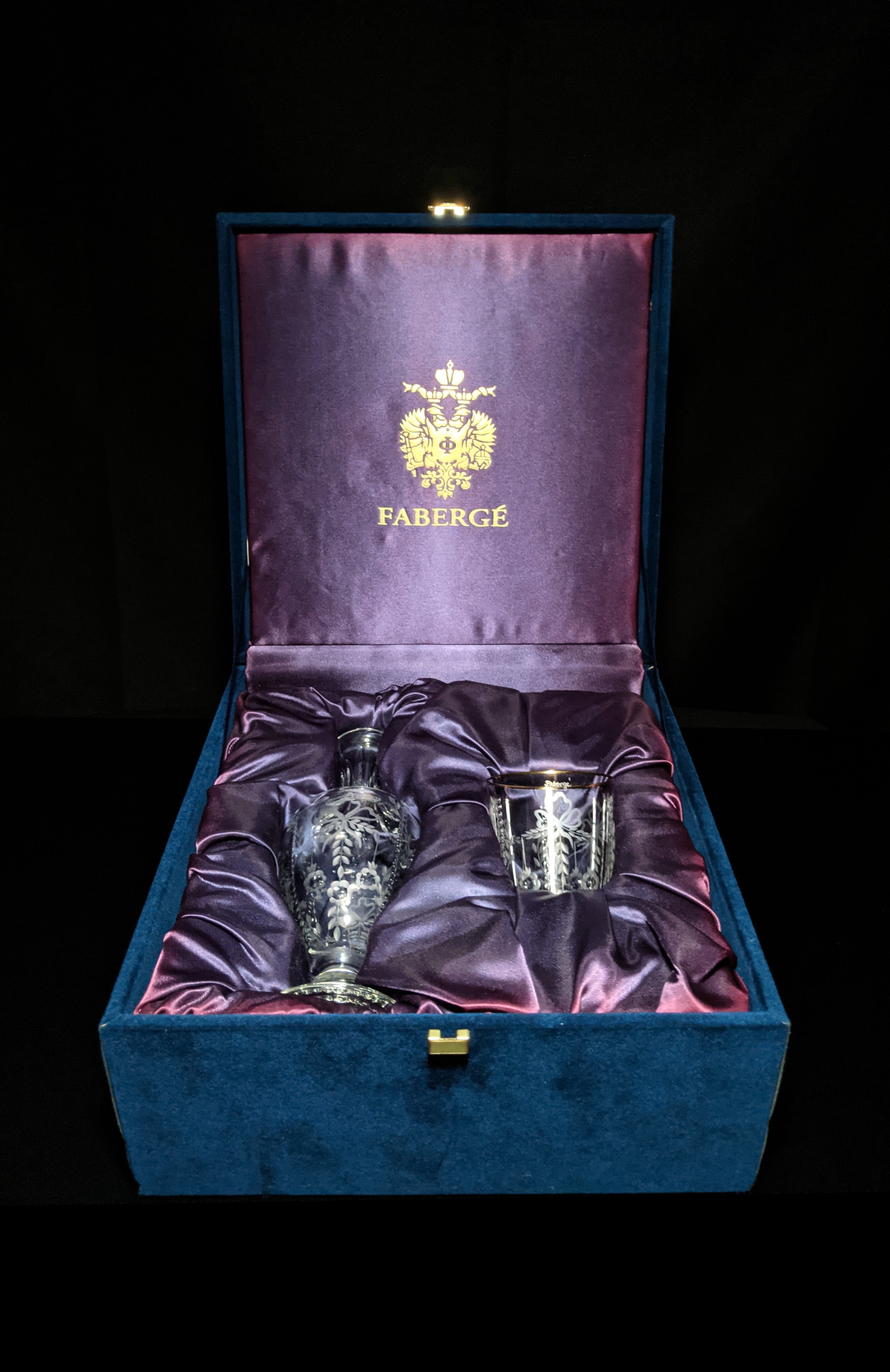 Faberge Crystal Gatchina Palace Carafe Decanter with matching glass NIB