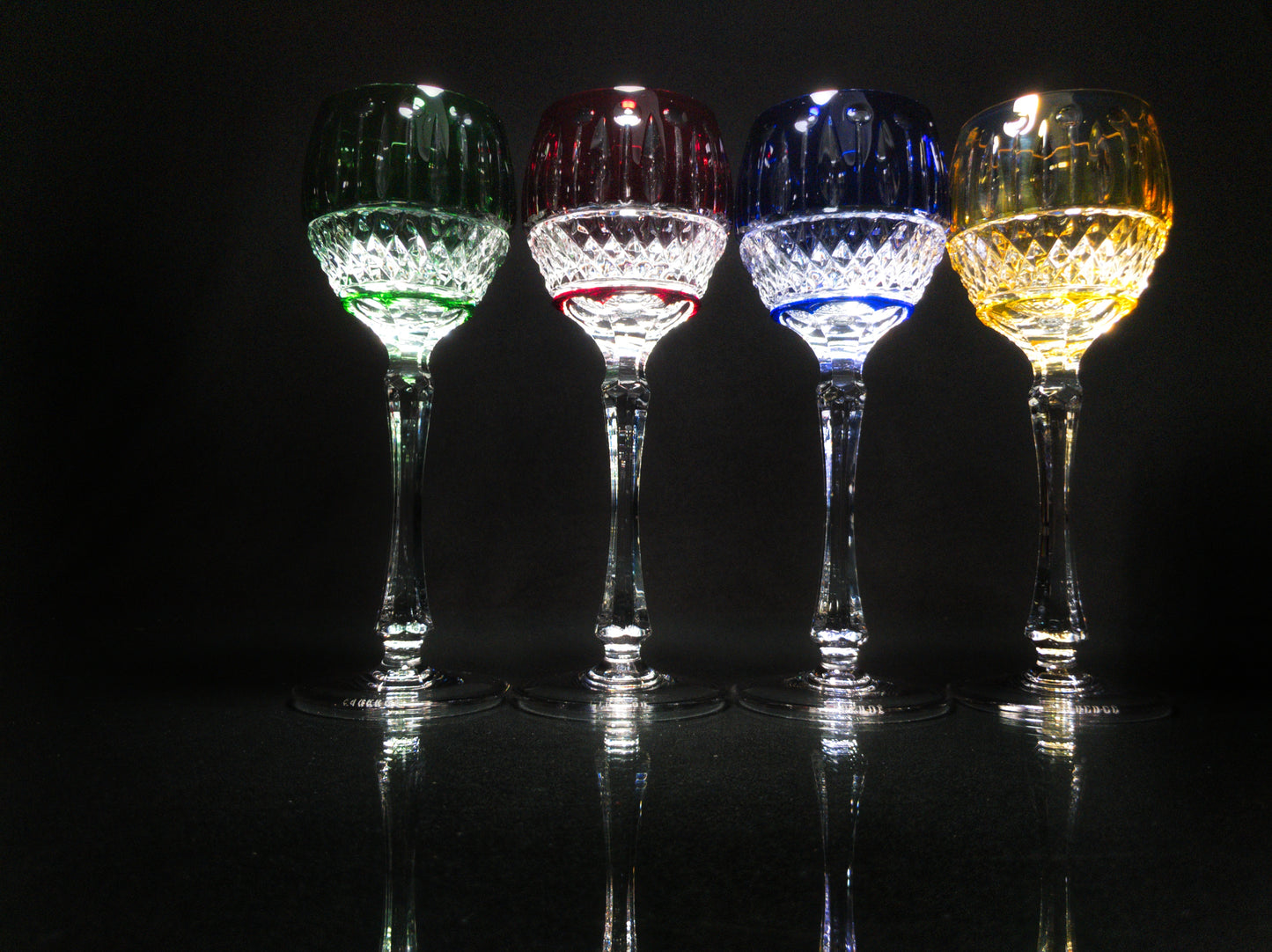 FABERGE XENIA IMPERIAL CASED CUT TO CLEAR CRYSTAL GOBLETS  SIGNED NO BOX