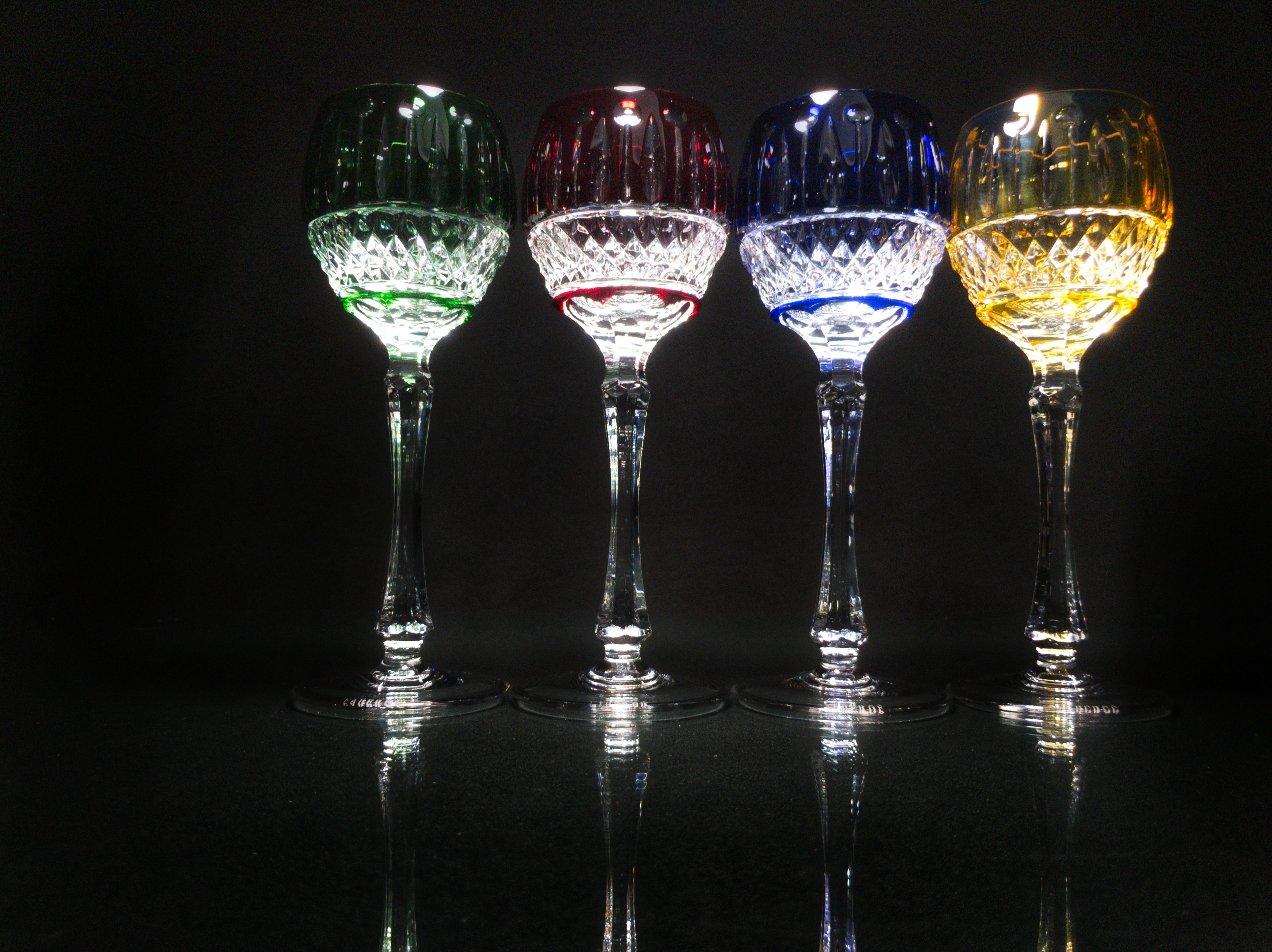 FABERGE XENIA IMPERIAL CASED CUT TO CLEAR CRYSTAL GOBLETS  SIGNED NO BOX