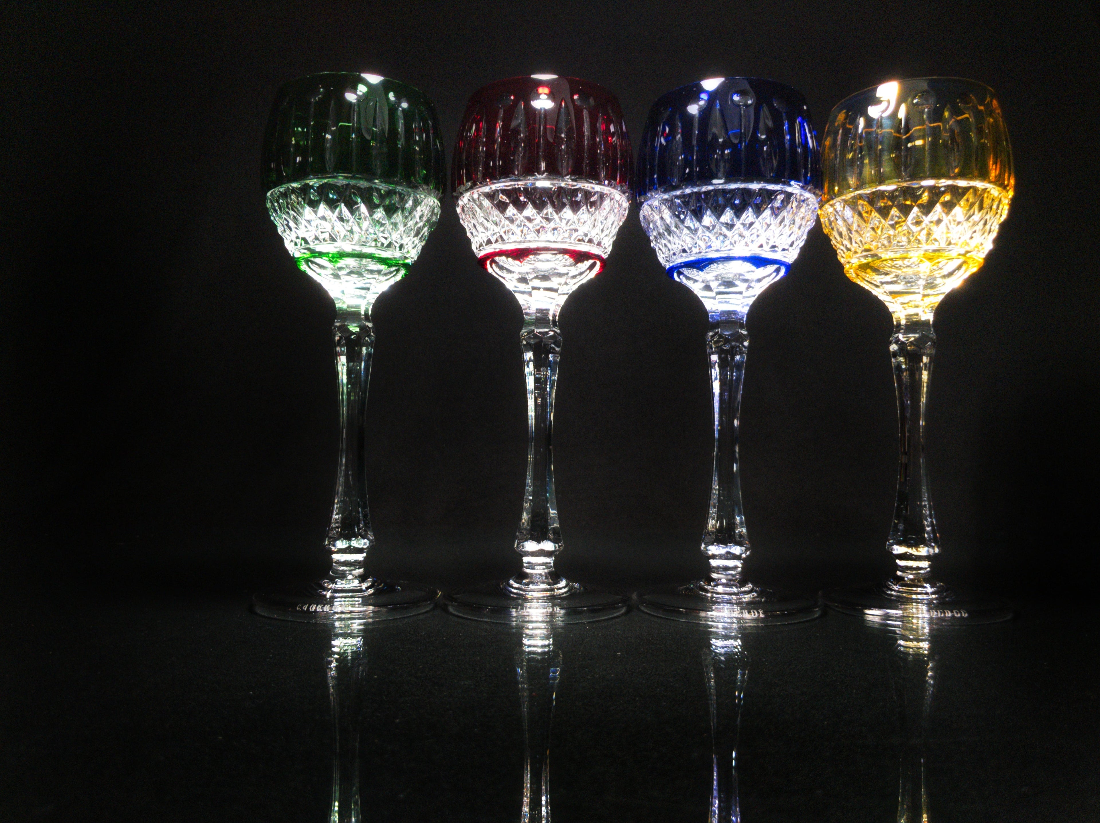FABERGE XENIA IMPERIAL CASED CUT TO CLEAR CRYSTAL GOBLETS  SIGNED