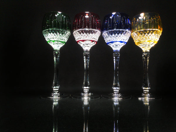 FABERGE XENIA IMPERIAL CASED CUT TO CLEAR CRYSTAL GOBLETS  SIGNED