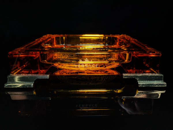 Versace Amber Crystal Ashtray NIB