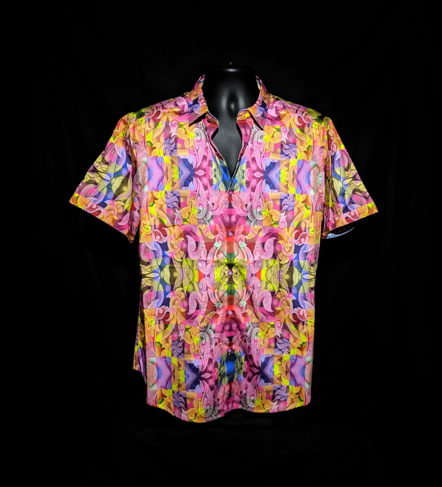 Robert Graham Riceboro Colorful Short Sleeve Shirt Size Medium