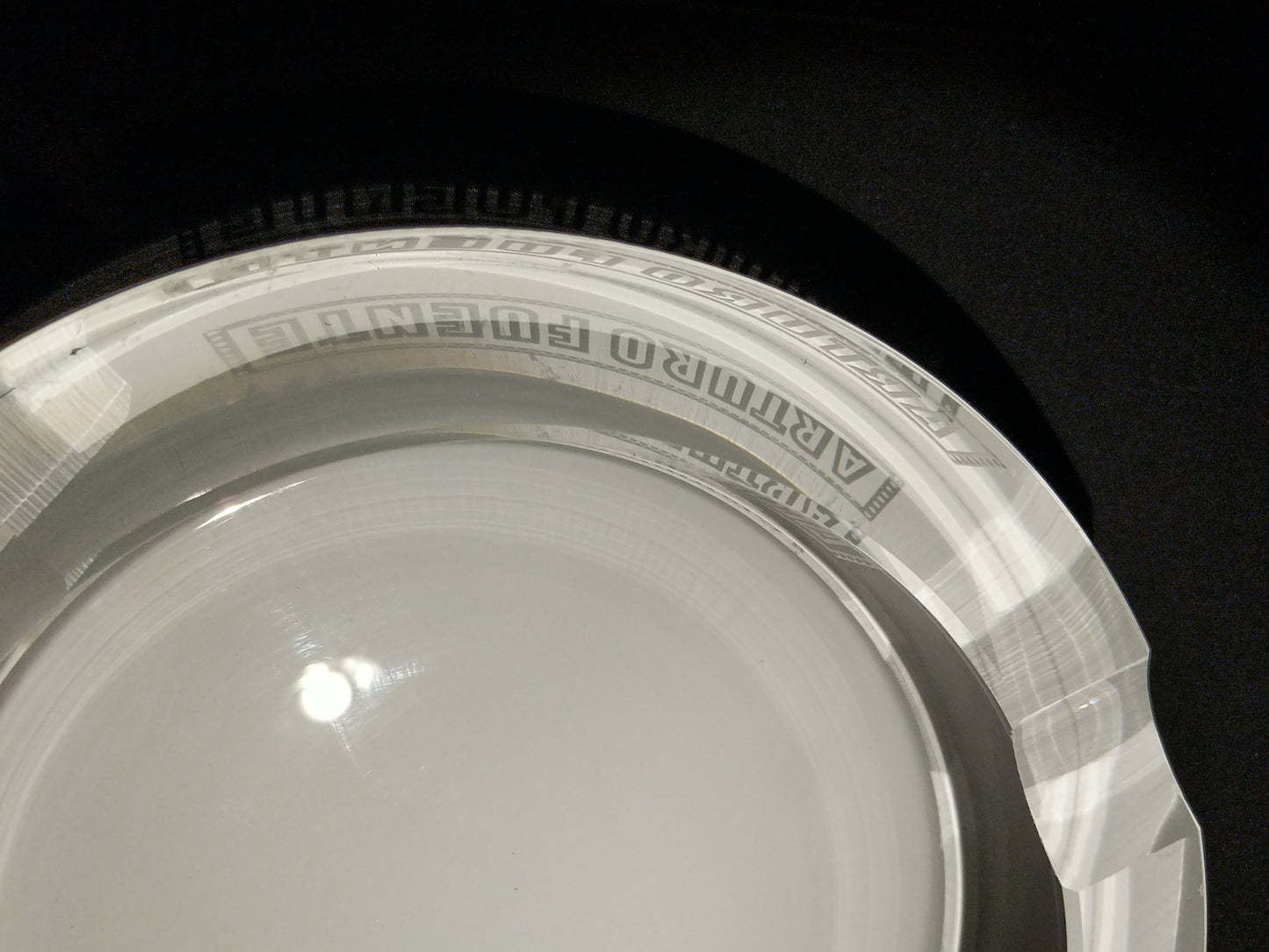 Arturo Fuente custom heavy clear glass ashtray. NIB 7 7/8" Diameter