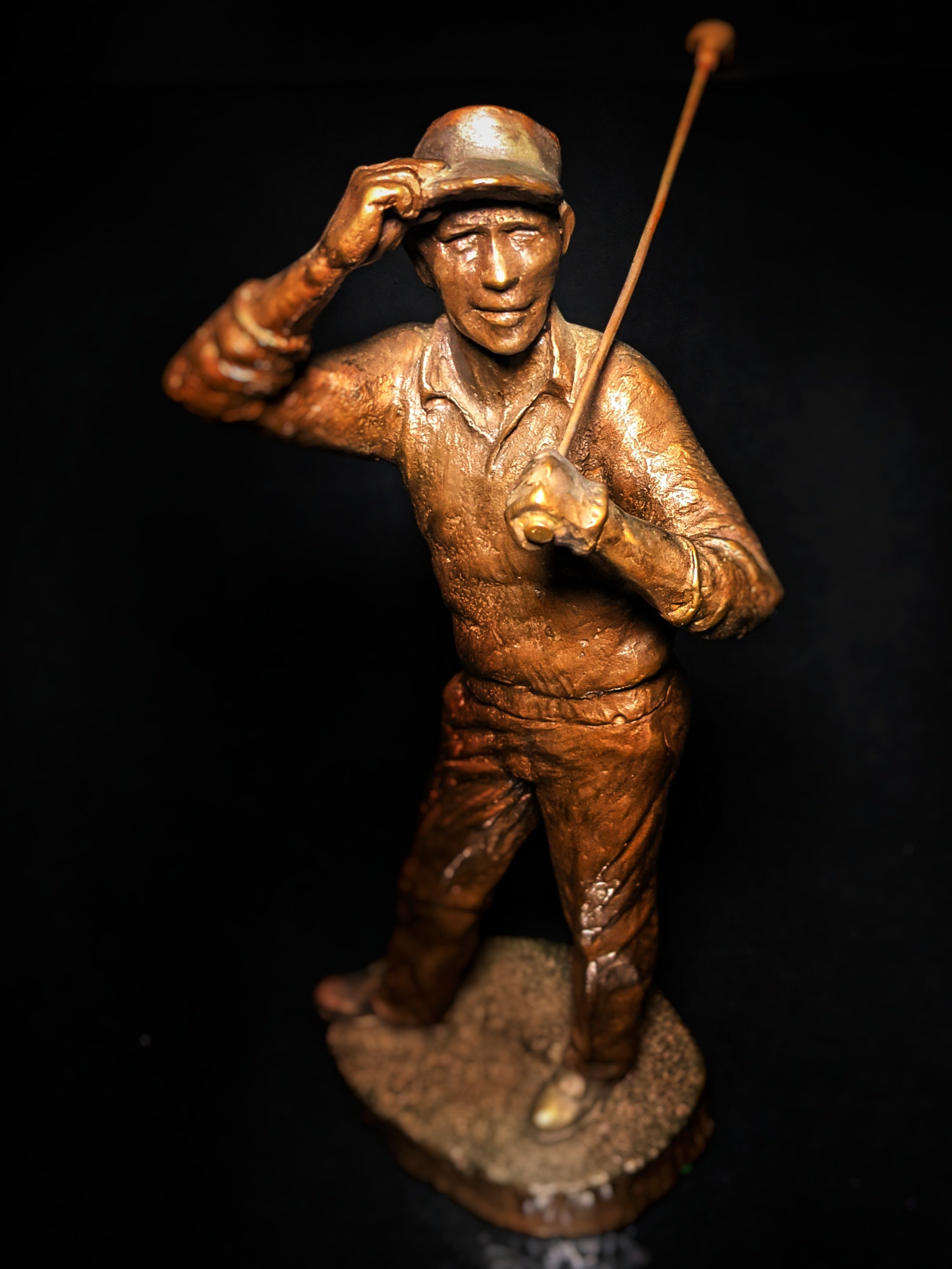 Mark Hopkins Bronze Golf Series Sculpture called " Down the Middle  " Made in USA