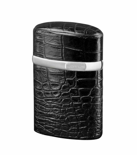 Brizard and Co. The "Triple Jet" Table Lighter - Croco Pattern Black