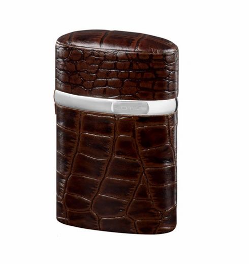 Brizard and Co. The "Triple Jet" Table Lighter - Croco Pattern Tobacco
