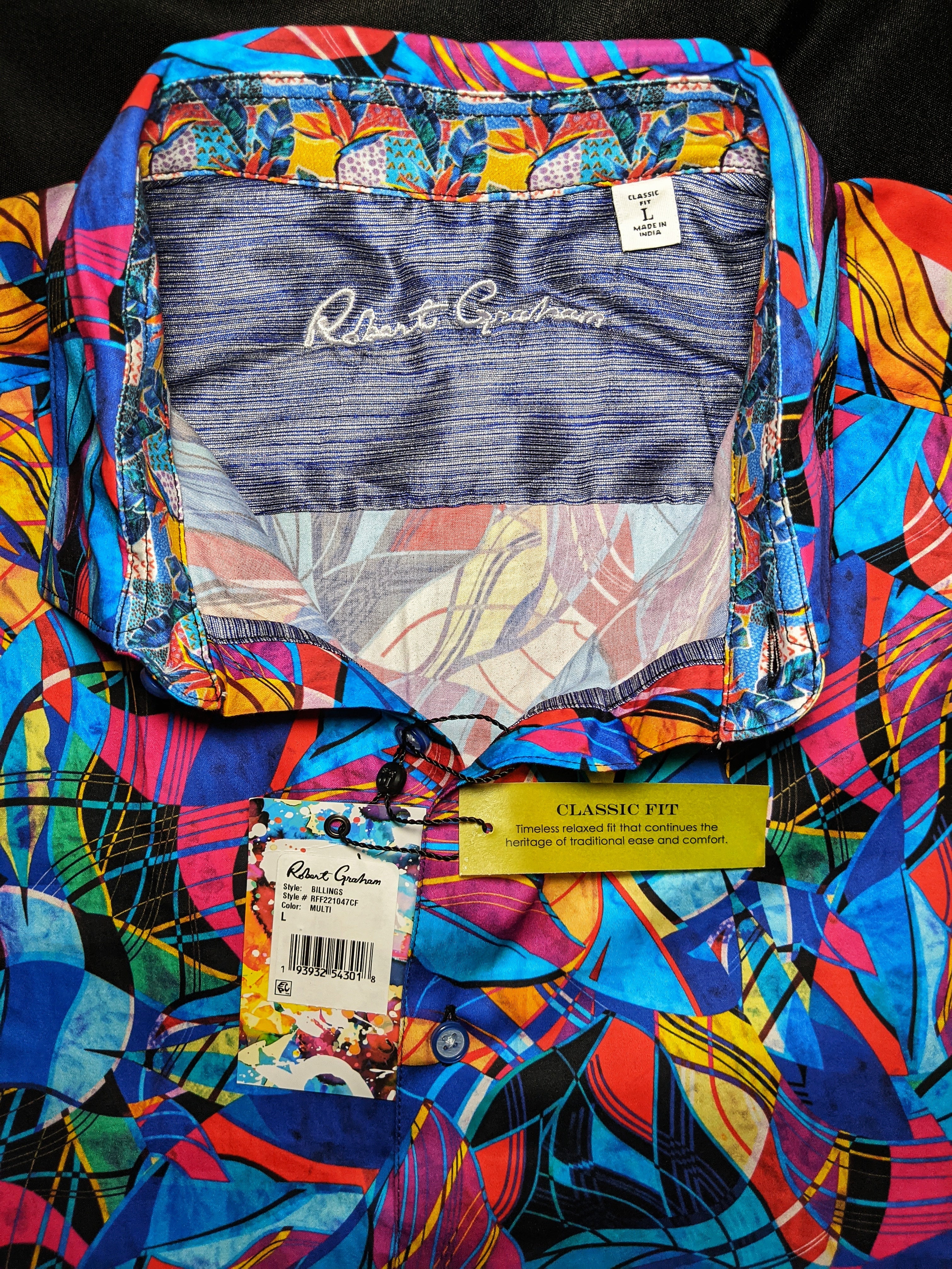 Robert Graham Billings Long Sleeve Colorful Shirt Size Large
