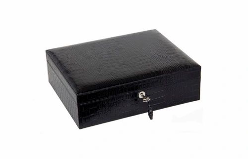 Brizard & Co. The "Airflow" Cigar Humidor - Croco Pattern Black (60/70 Count)
