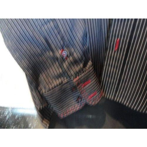 ARTIME mens casual designer dress shirt with striped with crystals Large Preowned Good Condition