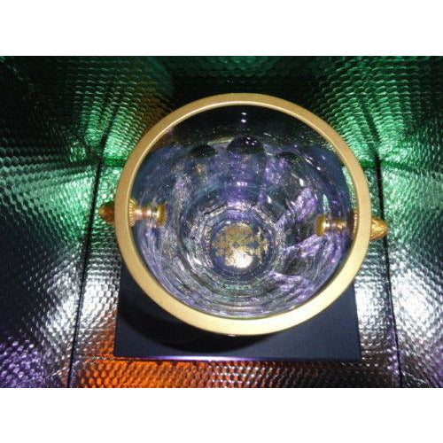 Faberge cut crystal ice bucket 6 1/8” tall, 8” wide, signed on the bottom