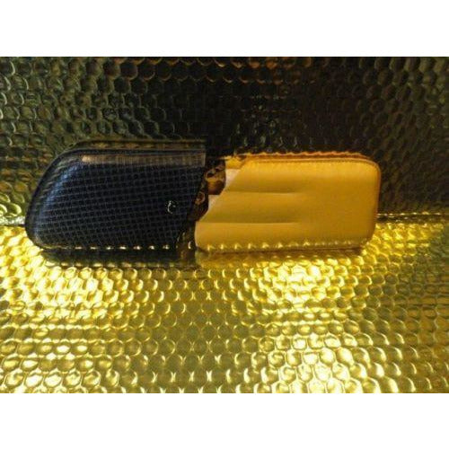 Black & Gold Leather  Case holds 3 Robusto size