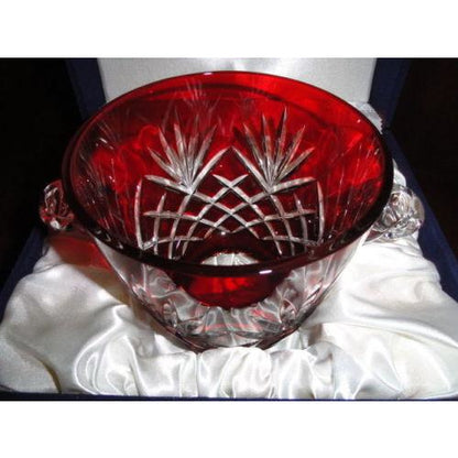 FABERGE ODESSA RUBY RED CASED CUT TO CLEAR CRYSTAL ICE BUCKET