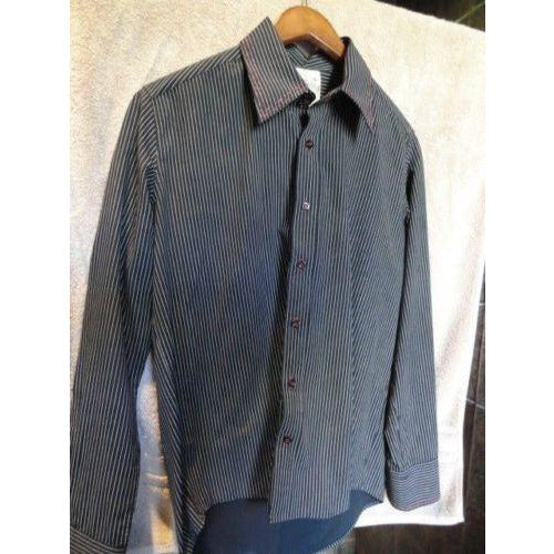 ARTIME mens casual designer dress shirt with striped with crystals Large Preowned Good Condition