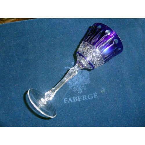 Faberge Crystal Xenia Cobalt Blue Wine Glass new without the original box