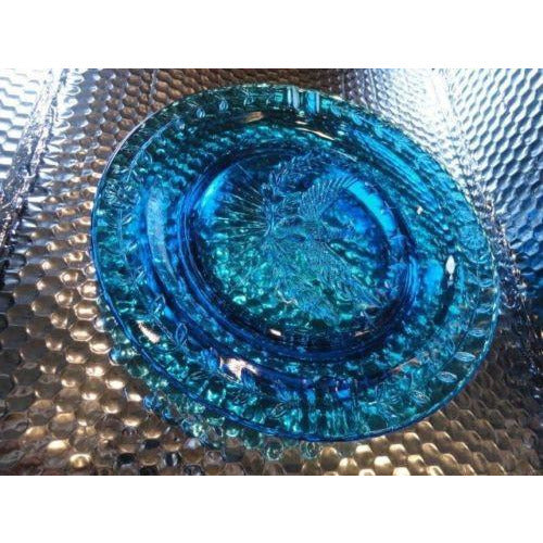 cigar ashtray in electric blue 9.25" diameter preowned good  condition