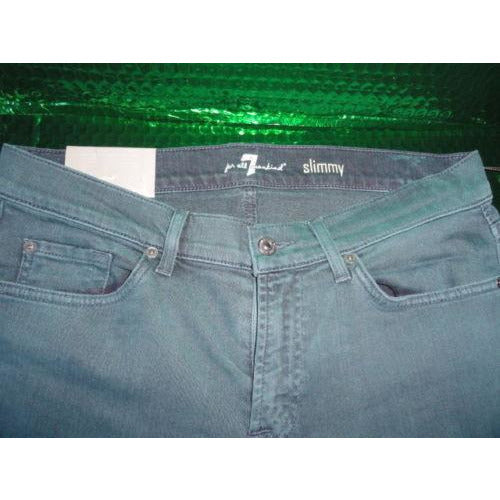 7 for all man kind Green slimmy slim straight leg 32 jeans
