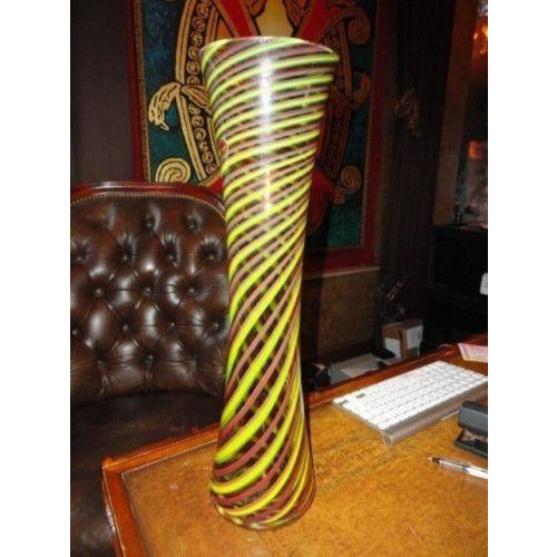 made in Murano Italy tall swirl colored vase 17 3/4" tall