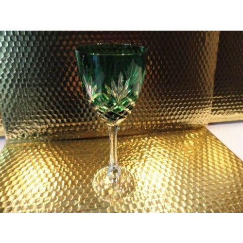 Faberge Emerald  Green Odessa Hock Crystal Wine Glass