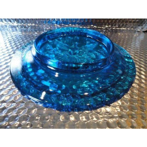 cigar ashtray in electric blue 9.25" diameter preowned good  condition