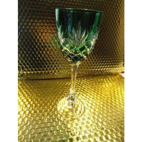 Faberge Emerald  Green Odessa Hock Crystal Wine Glass