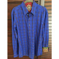 Robert Graham Royal Blue Tonal Plaid Contrast Cuff Shirt — Medium