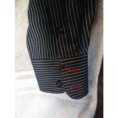 ARTIME mens casual designer dress shirt with striped with crystals Large Preowned Good Condition