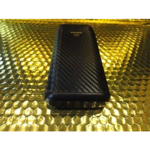 Black Carbon Fiber Cigar Case – Holds 3 Large Cigars in Cedar Tubes