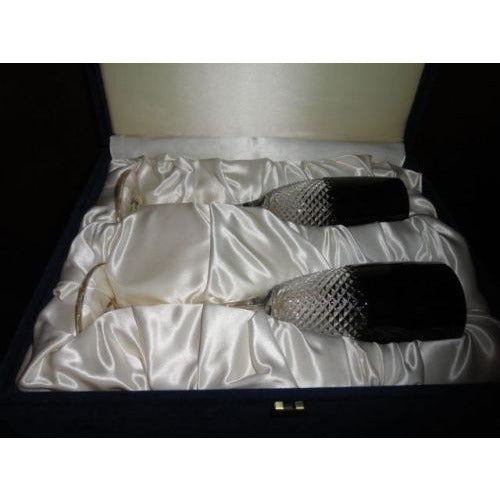 Faberge Flutes in Amethyst Diamond pattern  in the original box
