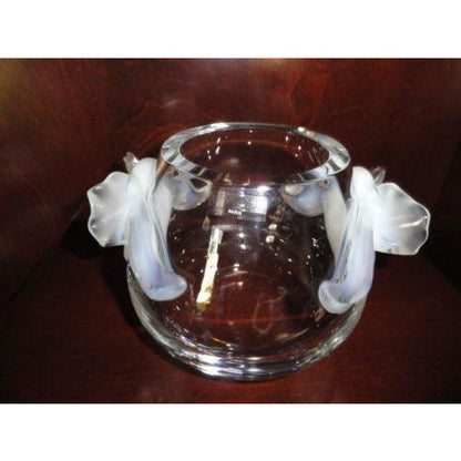 Lalique Crystal Orchidee Vase Clear - Opalescent Orchids in the original box