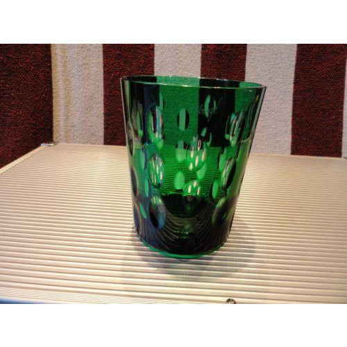 Faberge Emerald Green Blue  Crystal  Old Fashion Glass
