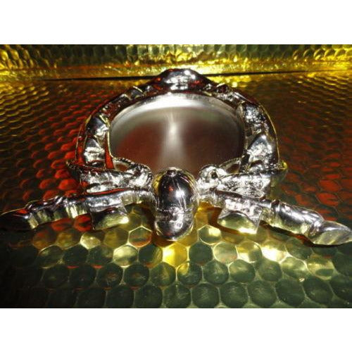 Horse shoe and derby cap style chrome plated brass ashtray