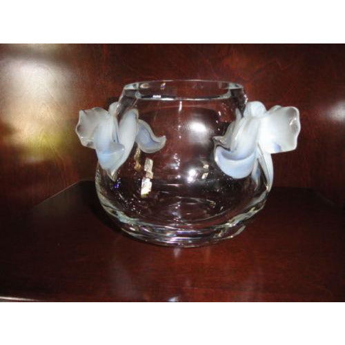 Lalique Crystal Orchidee Vase Clear - Opalescent Orchids in the original box