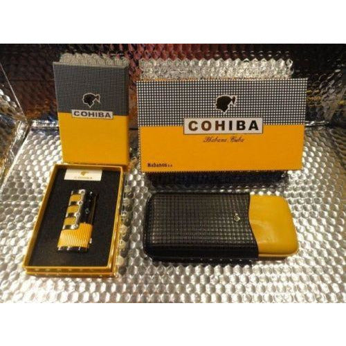Black & Gold Leather  Case with  Pocket Lighter new in boxes