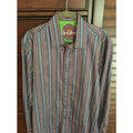 Robert Graham Earth Tone Multicolor Stripe Shirt — Medium