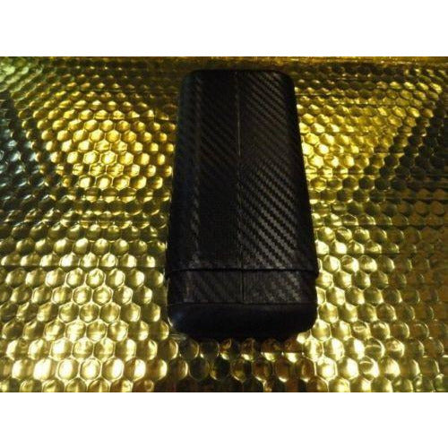 Black Carbon Fiber Cigar Case – Holds 3 Large Cigars in Cedar Tubes