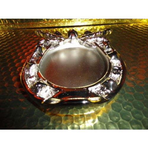 Horse shoe and derby cap style chrome plated brass ashtray