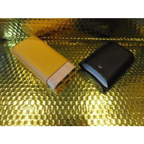 Black & Gold Leather & wood  Case holds 3 Large cigars NIB